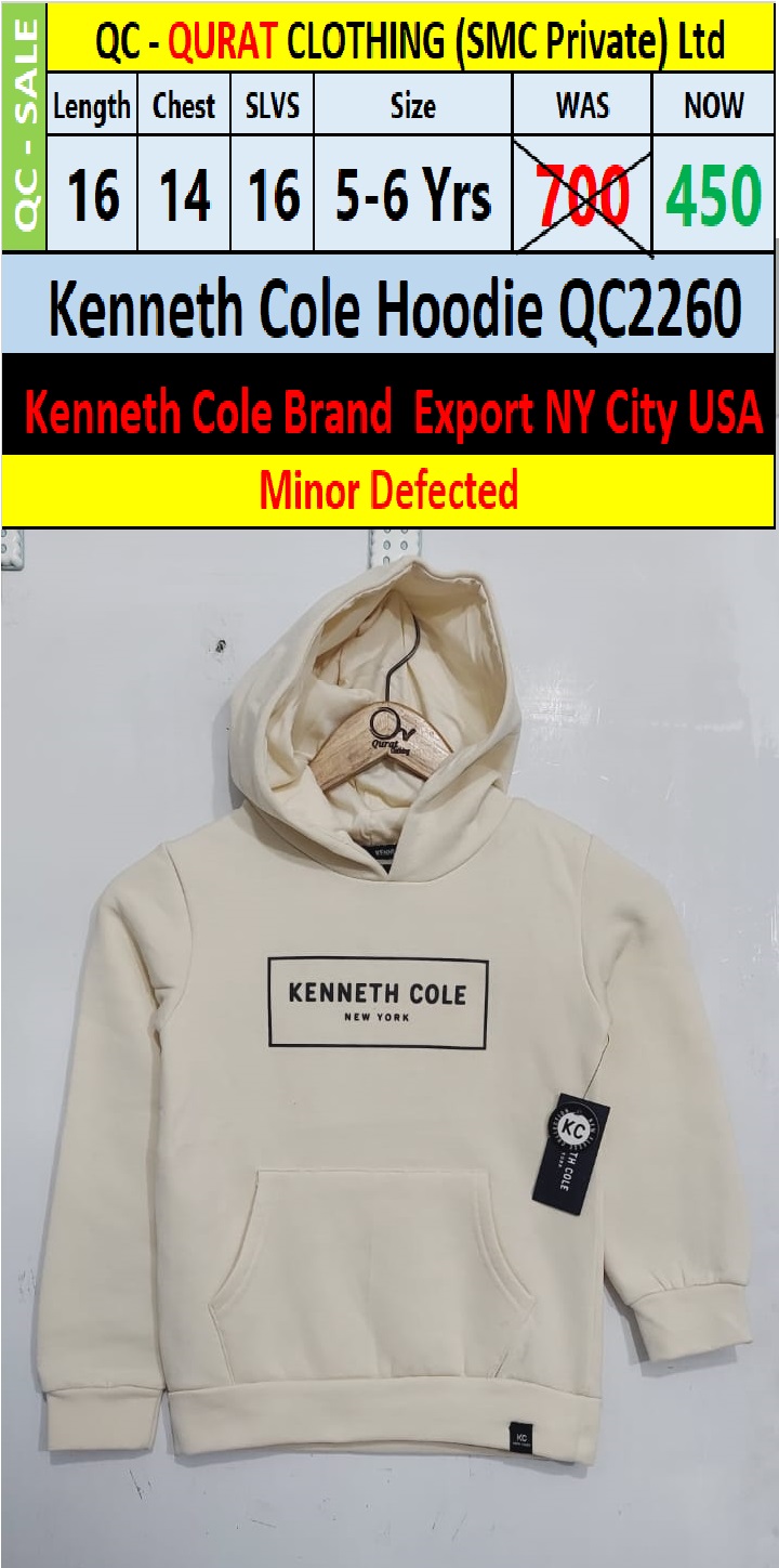 Kenneth Cole Brand Hoodie QC2260 Export NY, City USA (Minor Defected)