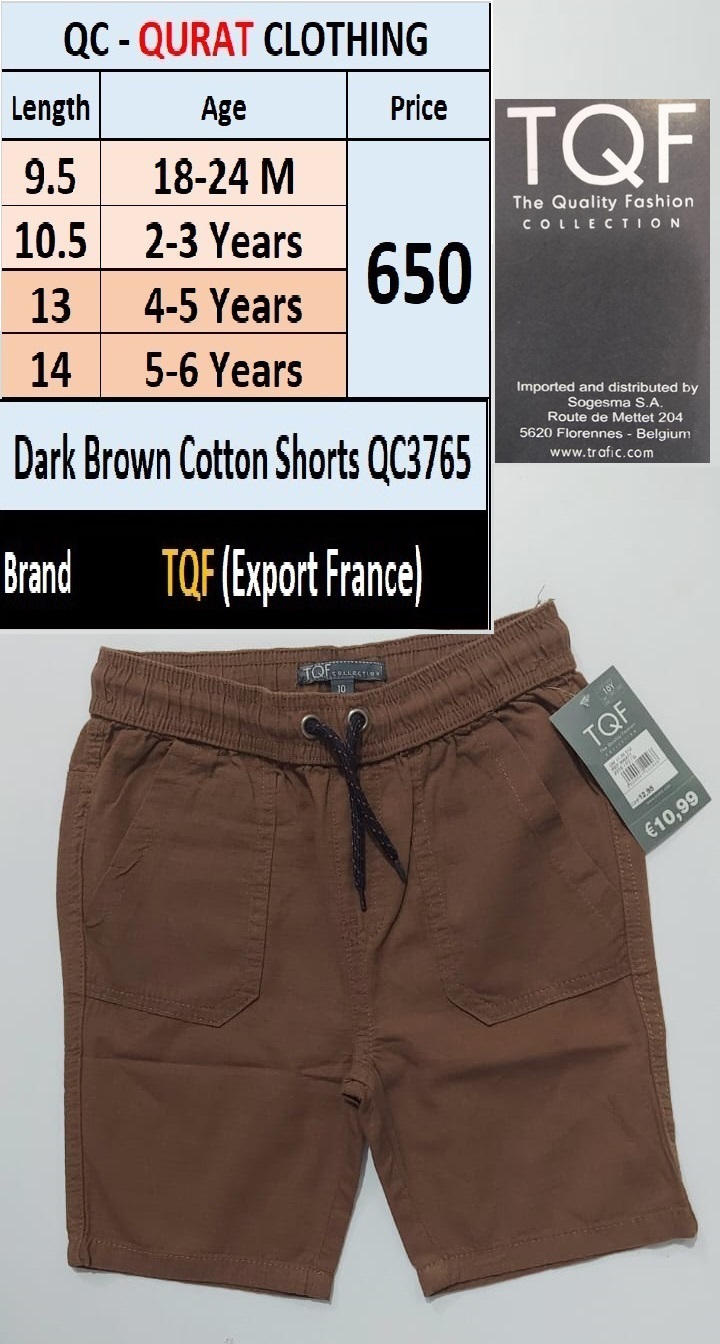 Dark Brown Cotton Shorts QC37sd65 Brand TQF (EXPORT FRANCE)