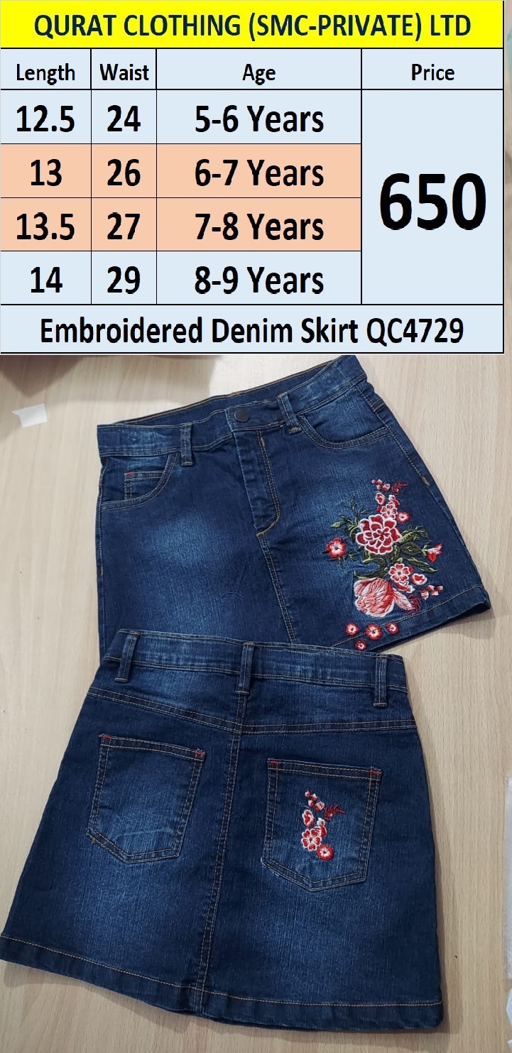 Branded Export Embroidered Denim Skirt QC4729