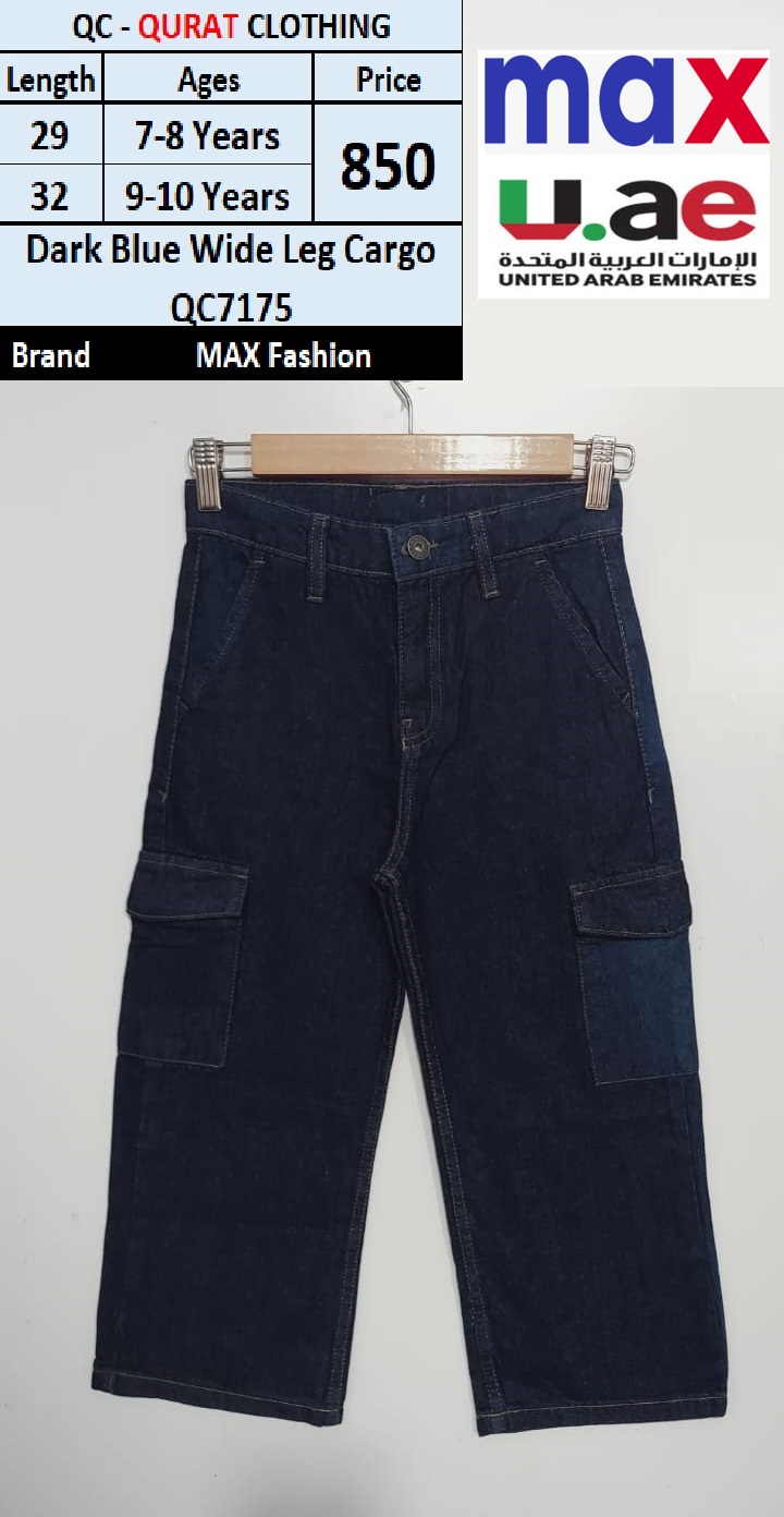 MAX Brand Dark Blue Wide Leg Cargo QC7175 - Export UAE