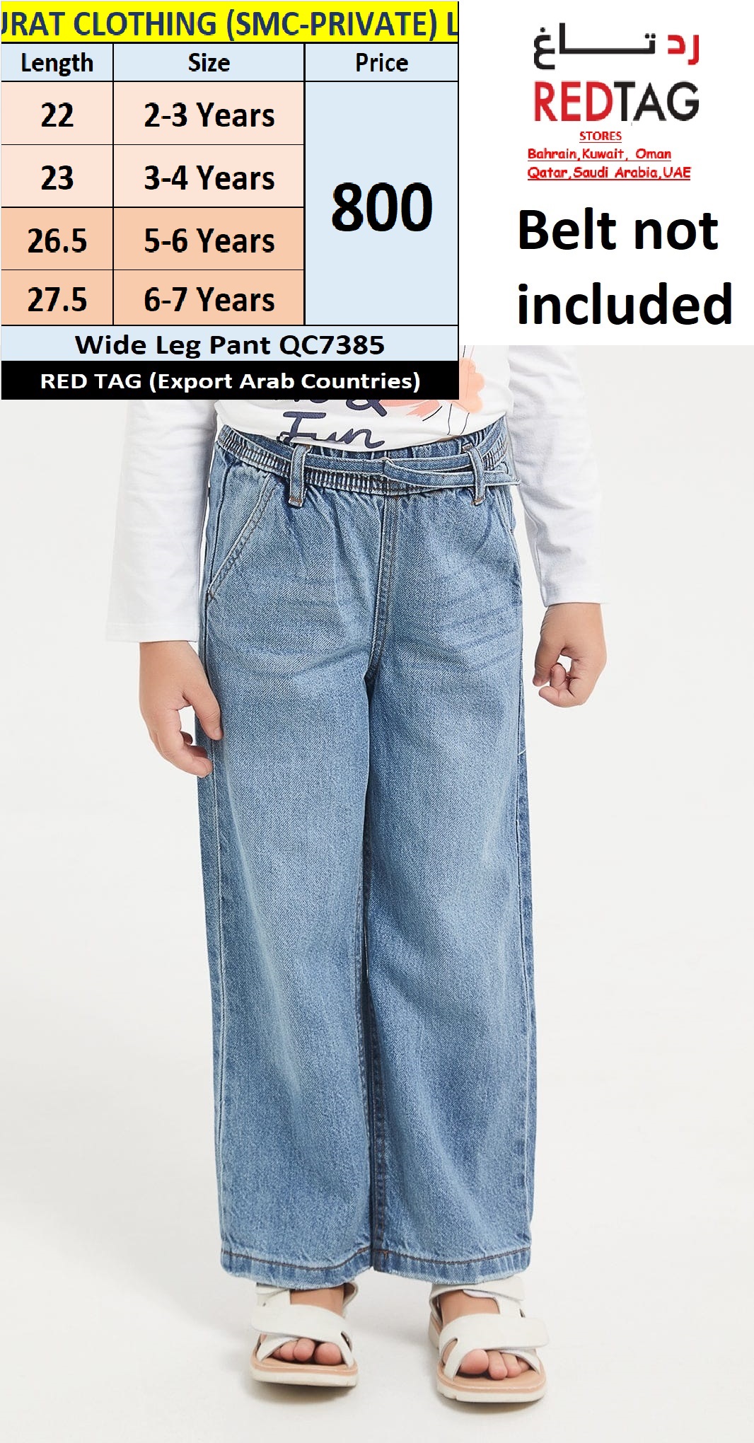 Wide Leg Pant QC7385 Brand RED TAG Export Arab Countries
