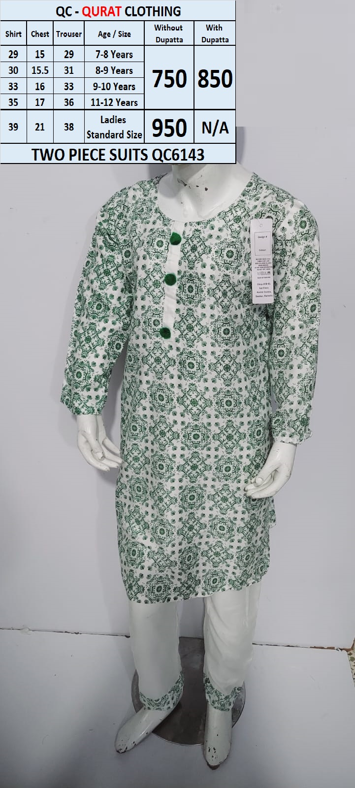 Two Piece Suits QC6143 (Without Dupatta)