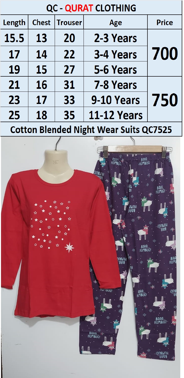 Buy Cotton Blended Night Wear Suits QC7525 | QC - Qurat Clothing (SMC