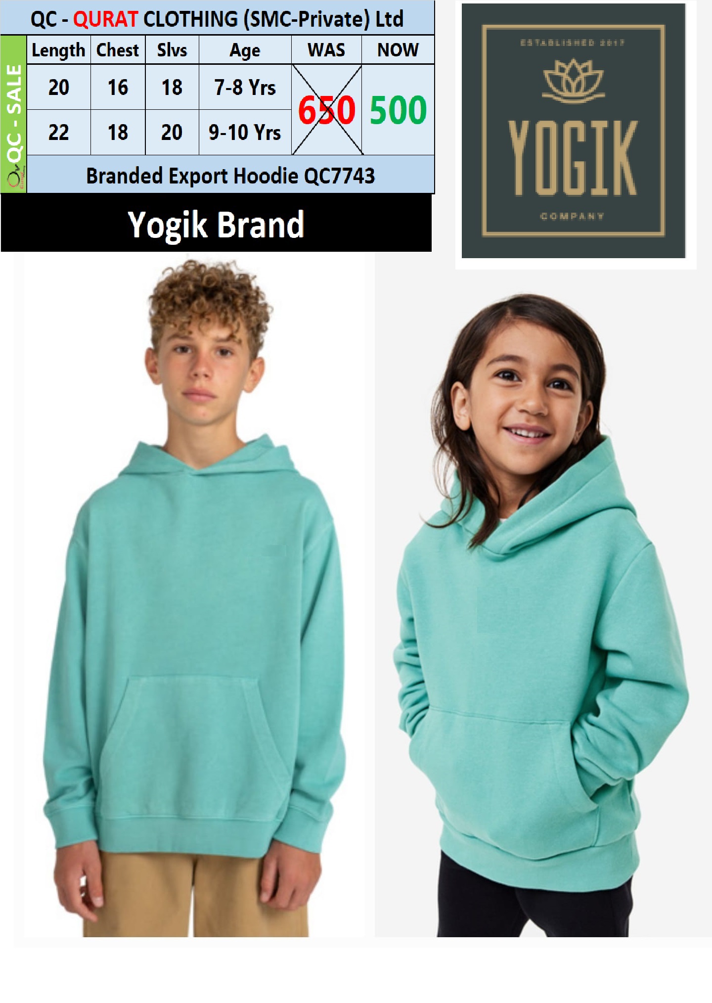 Branded Export Hoodie QC7743 Brand Yogik