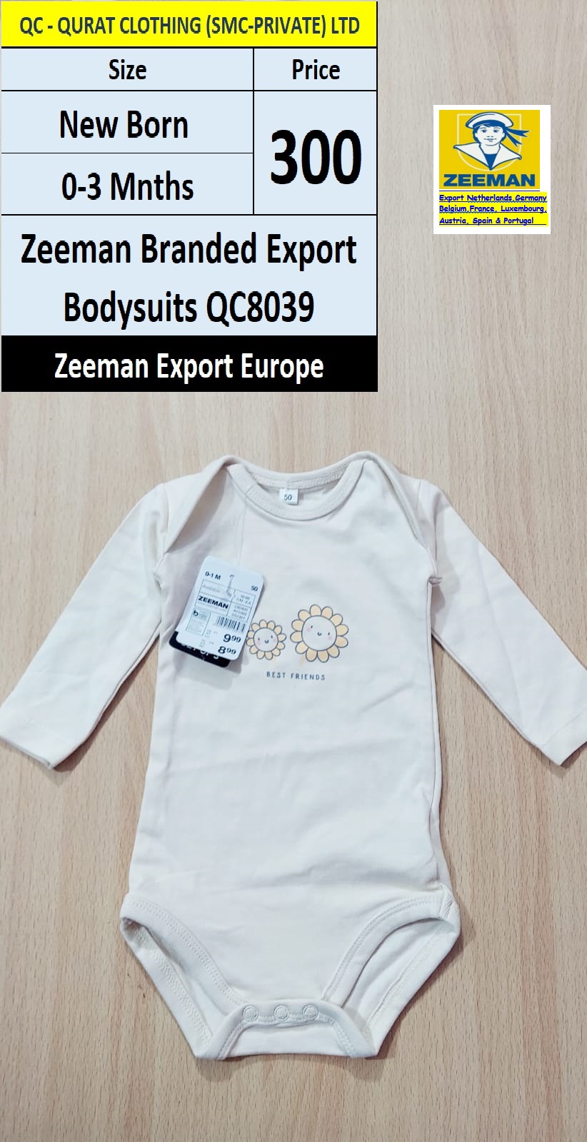 Zeeman Branded Bodysuits QC8039 Export Europe