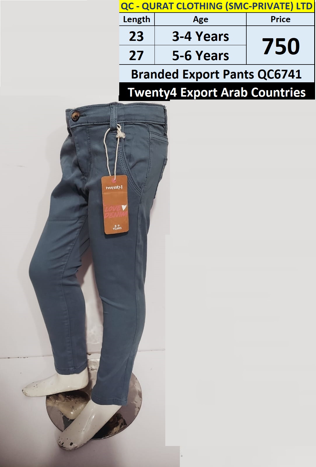 Soft Stretchable Chino Pant QC6741 Brand Twenty4 (Export UAE, KSA & OTHERS)