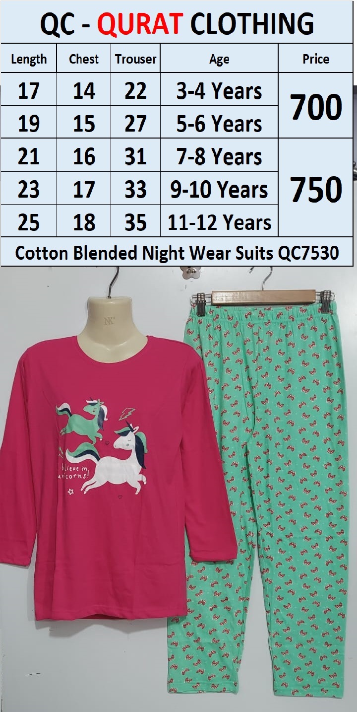 Buy Cotton Blended Night Wear Suits QC7530 | QC - Qurat Clothing (SMC