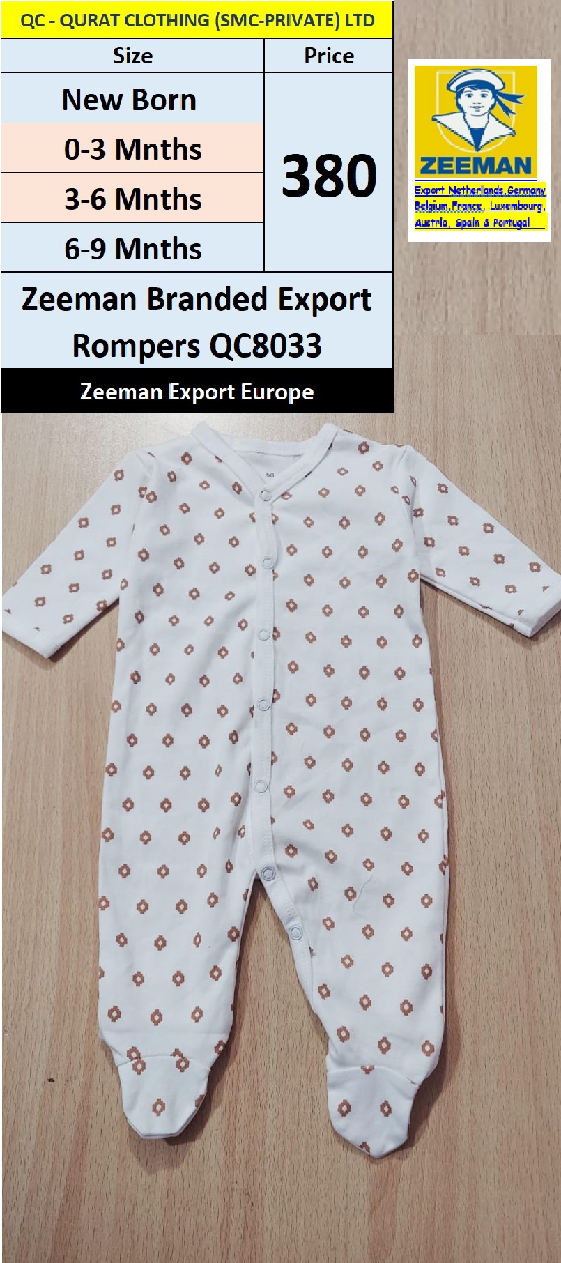 Zeeman Branded Romper QC8033 Export Europe