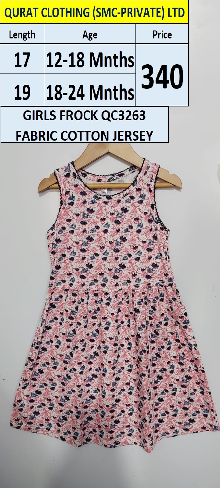 Girls Frock QC3263 (Fabric Cotton Jersey)