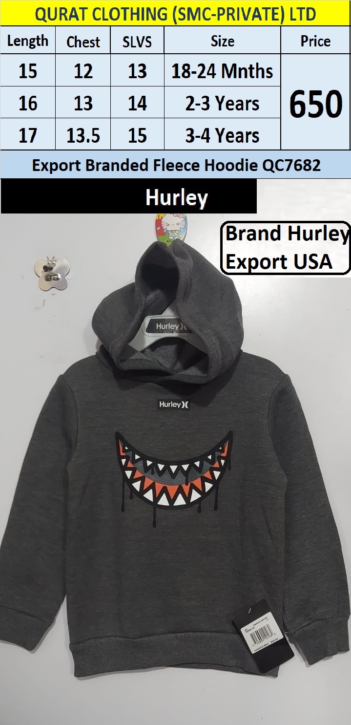 Hurley Export Branded Fleece Hoodie QC7682