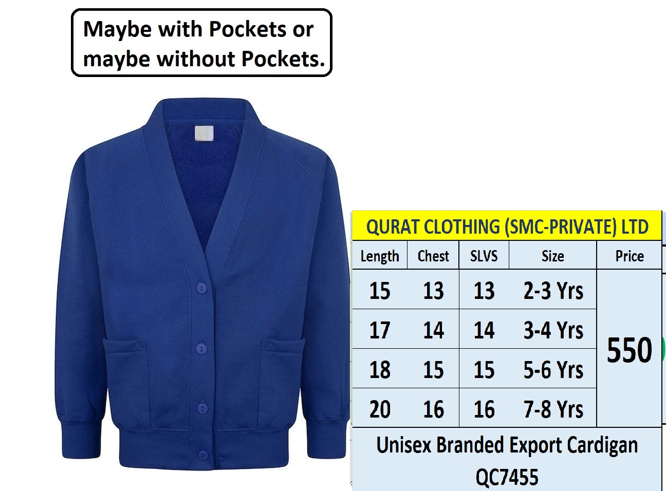 Unisex Branded Export Cardigan QC7455