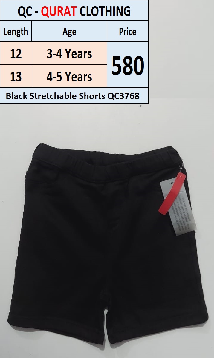 Black Stretchable Shorts QC37dfd68 Brand RED TAG (Export Arab Countries)