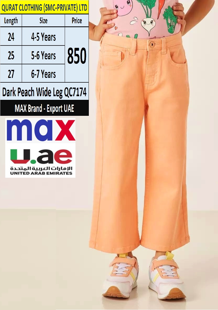 MAX Brand Dark Peach Wide Leg QC7174 - Export UAE - -
