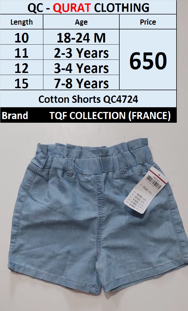 Cotton Shorts QC4724 Brand TQF Collection (Export France)