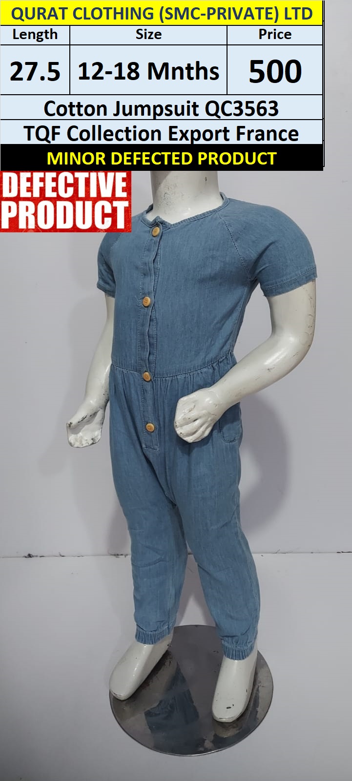 Cotton Jumpsuit QC3563 Brand TQF Collection (Defective Product)