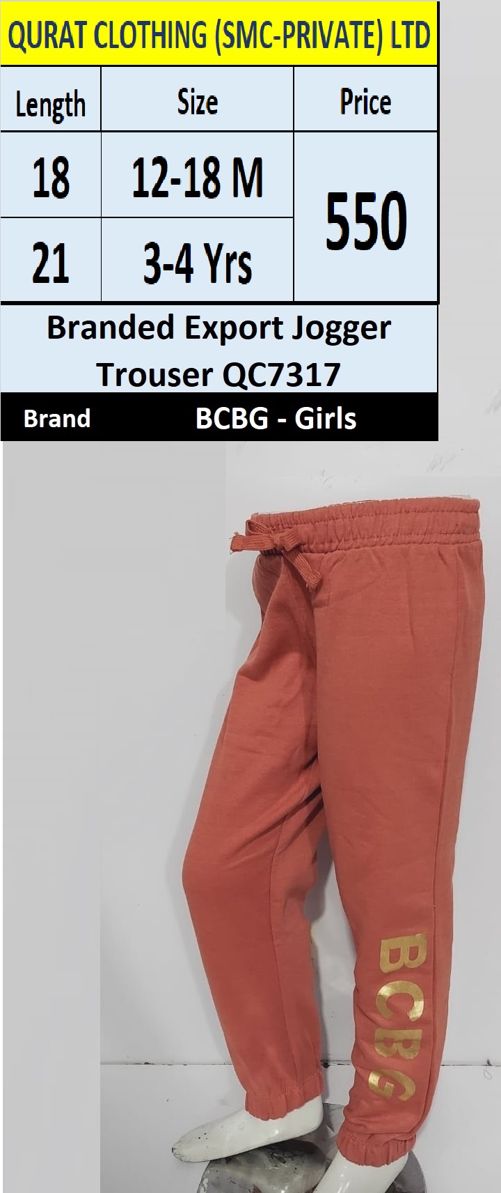 BCBG Girls Branded Export Trouser QC7317
