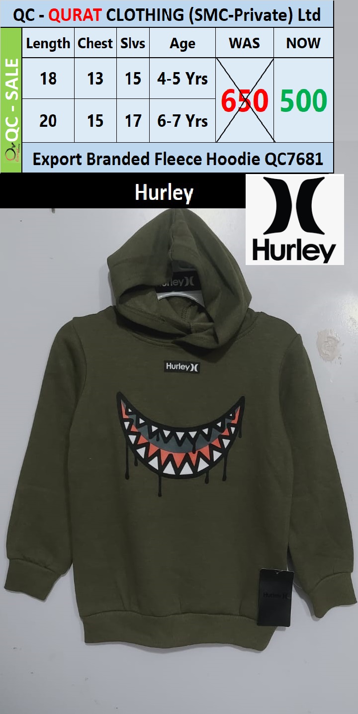Hurley Export Branded Fleece Hoodie QC7681