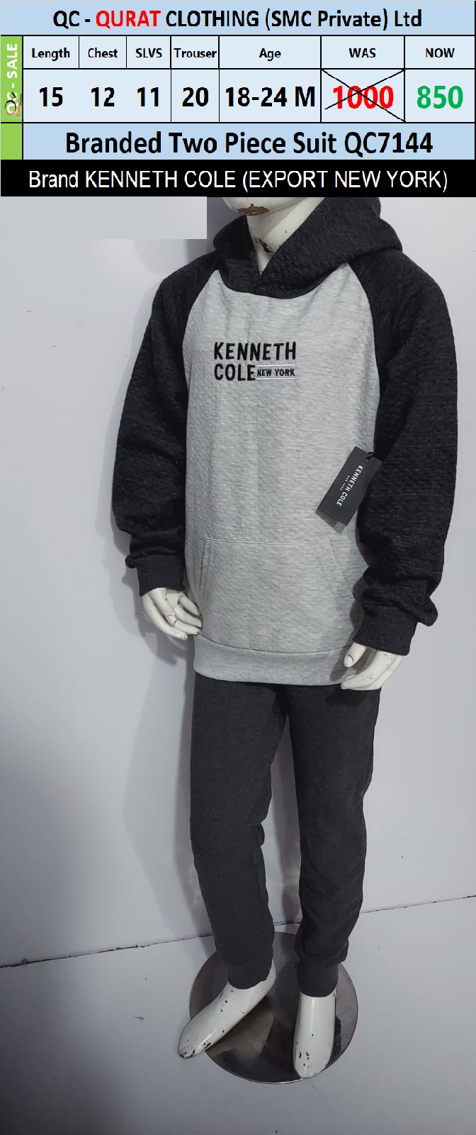 Branded Hoodie & Trouser Suit QC7144 Brand Kenneth Cole