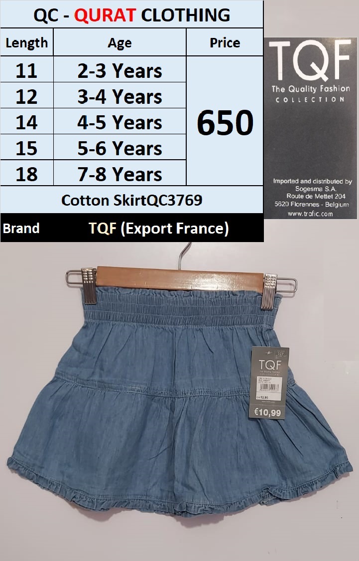 Cotton Skirt QC3df69 Brand TQF Collection (Export France)
