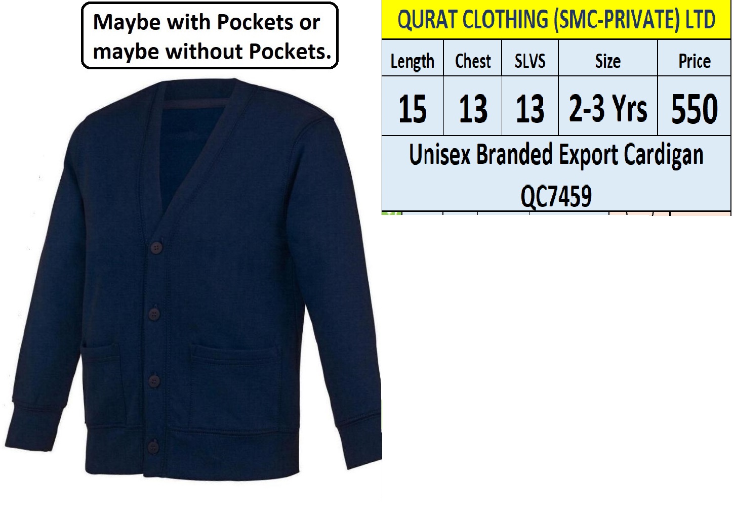 Unisex Branded Export Cardigan QC7459 - QC7459