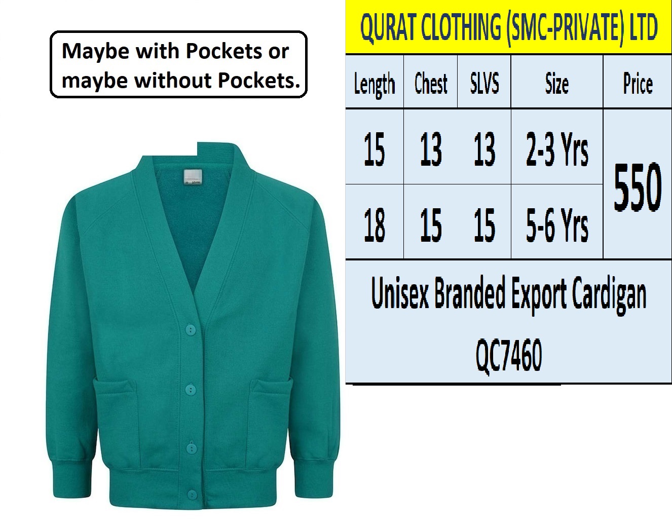 Unisex Branded Export Cardigan QC7460