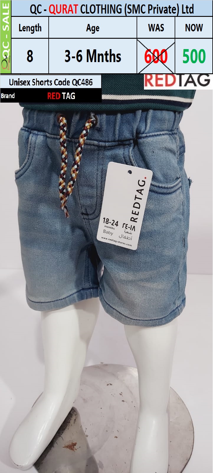 Unisex Shorts Code QC486 Brand Red Tag