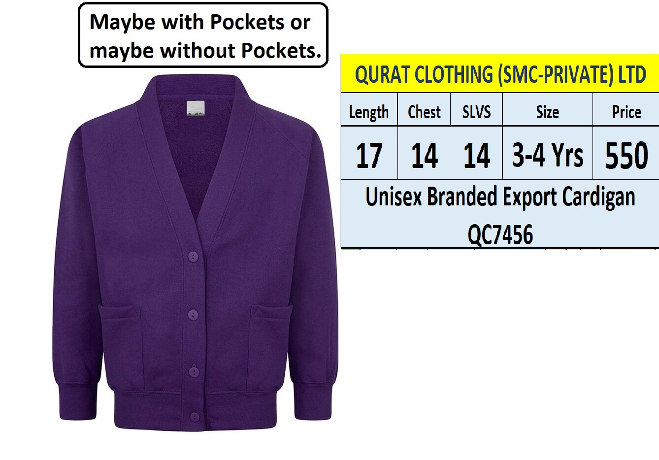 Unisex Branded Export Cardigan QC7456
