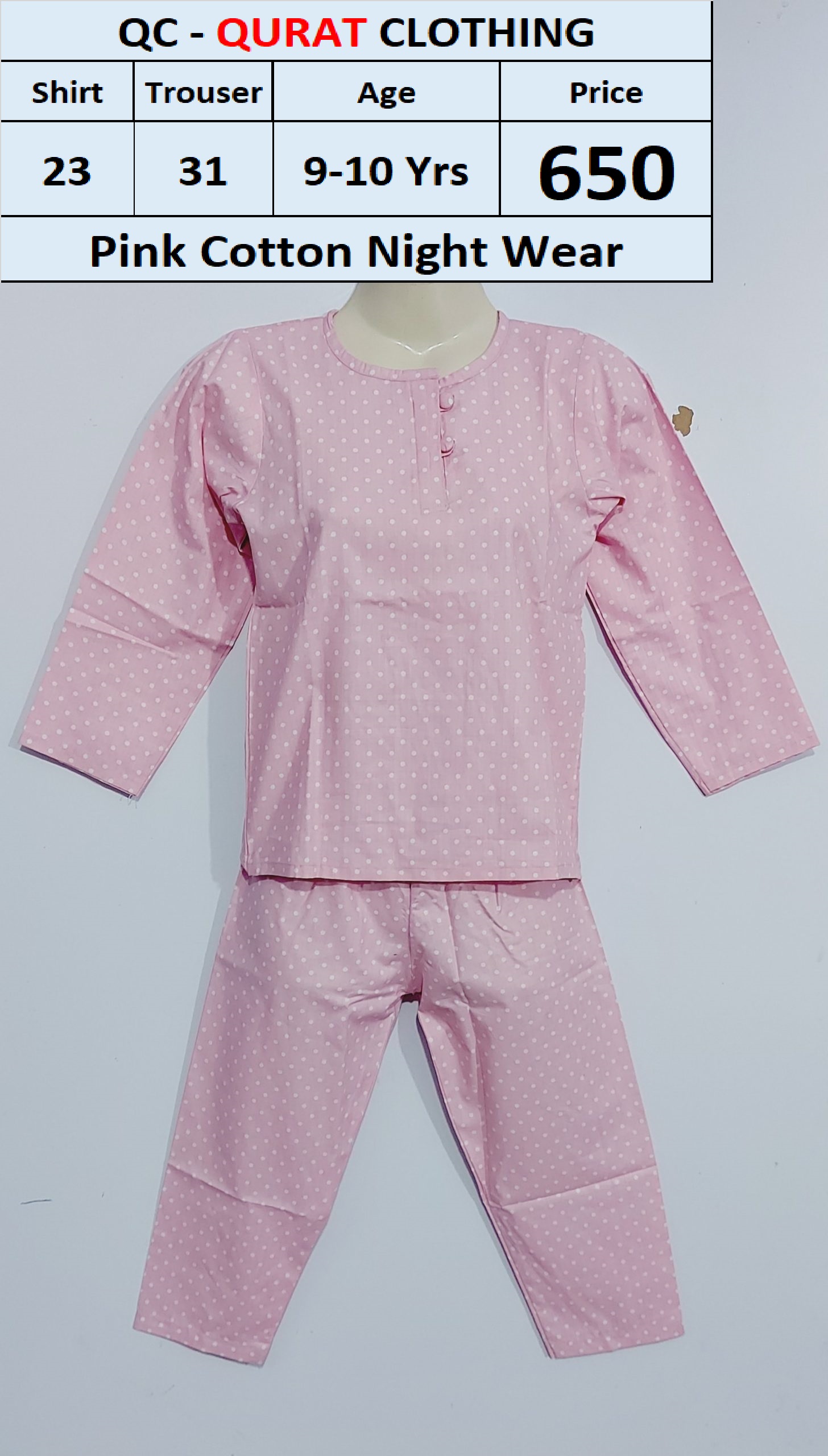 Pink Cotton Night Wear
