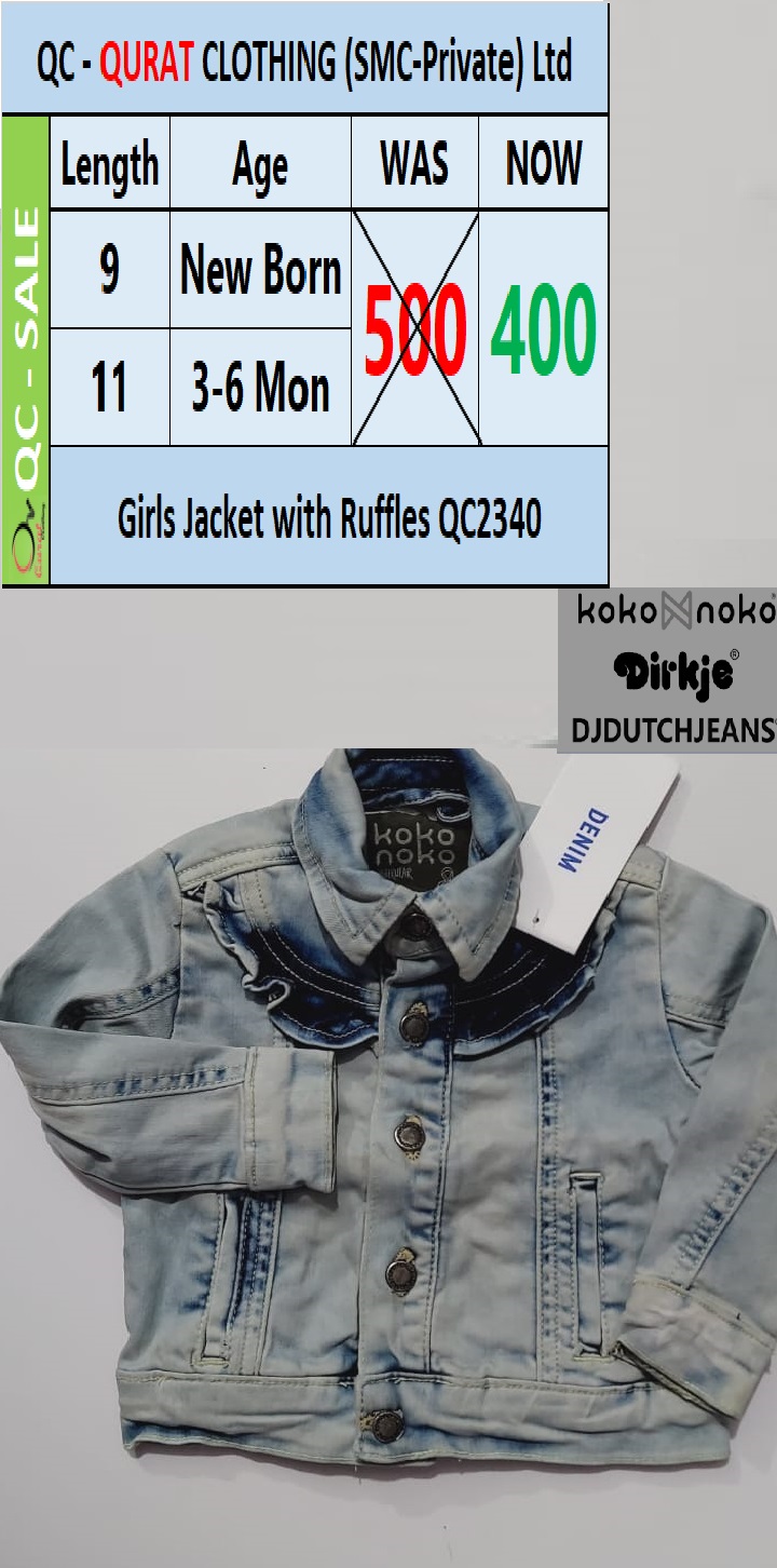Girls Jacket with Ruffles QC2340 Brand KOKO NOKO Export Netherland