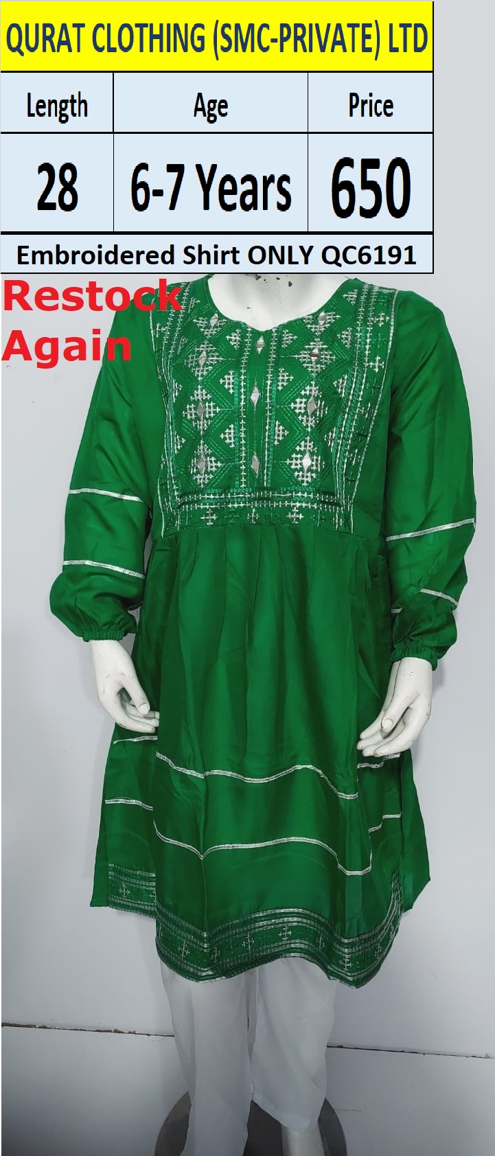 Embroidered Shirts ONLY QC6191 (Without Dupatta)