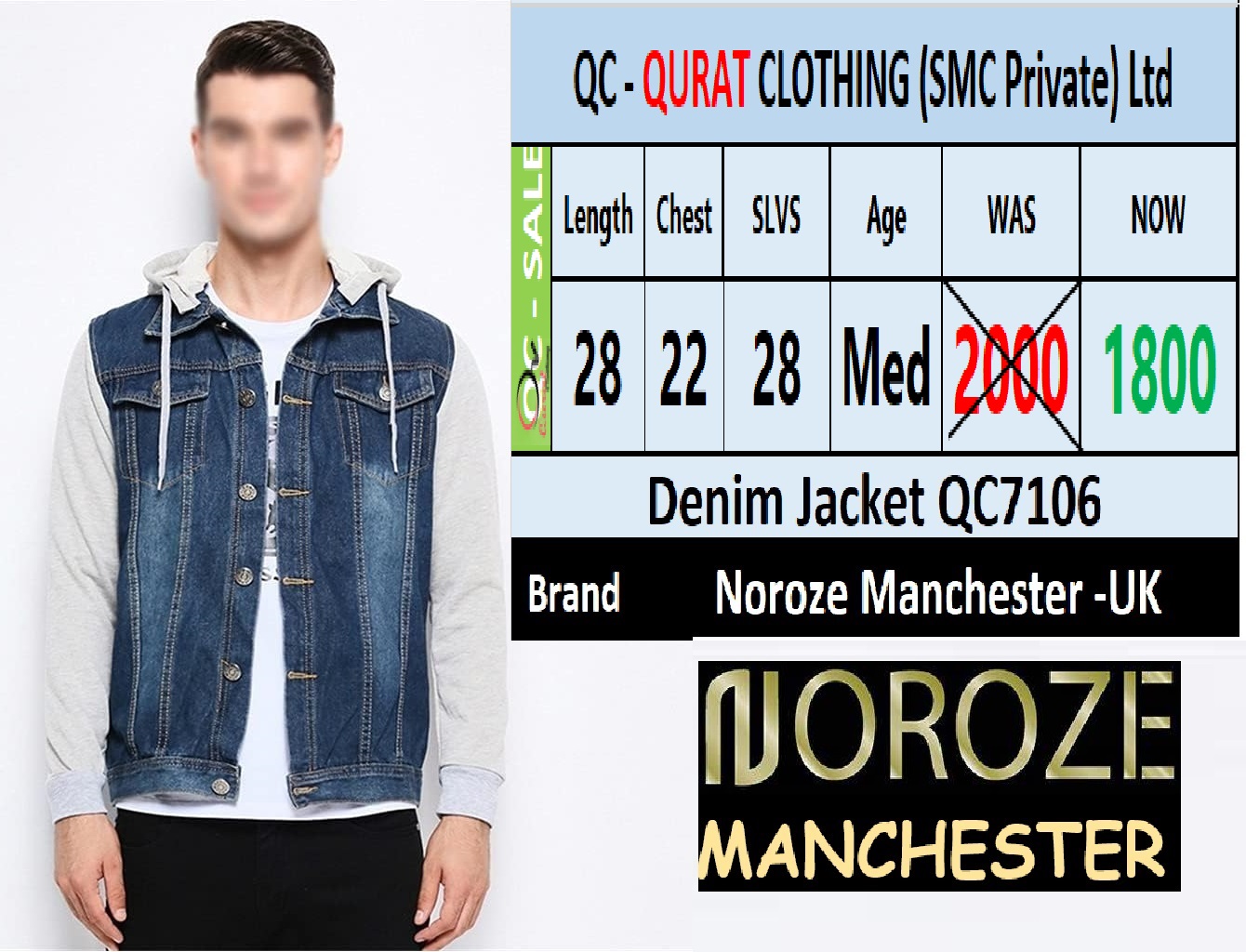 Branded Denim Jacket QC7106 Brand Noroze Manchester -UK