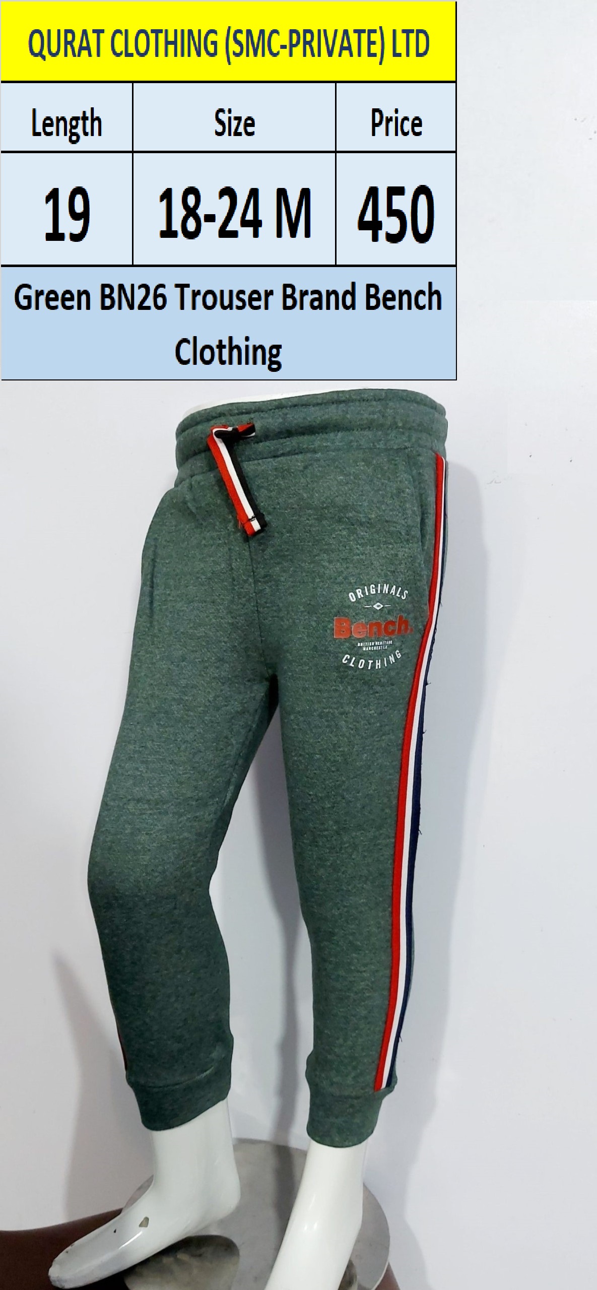 Green BN26 Trouser Brand Bench Clothing