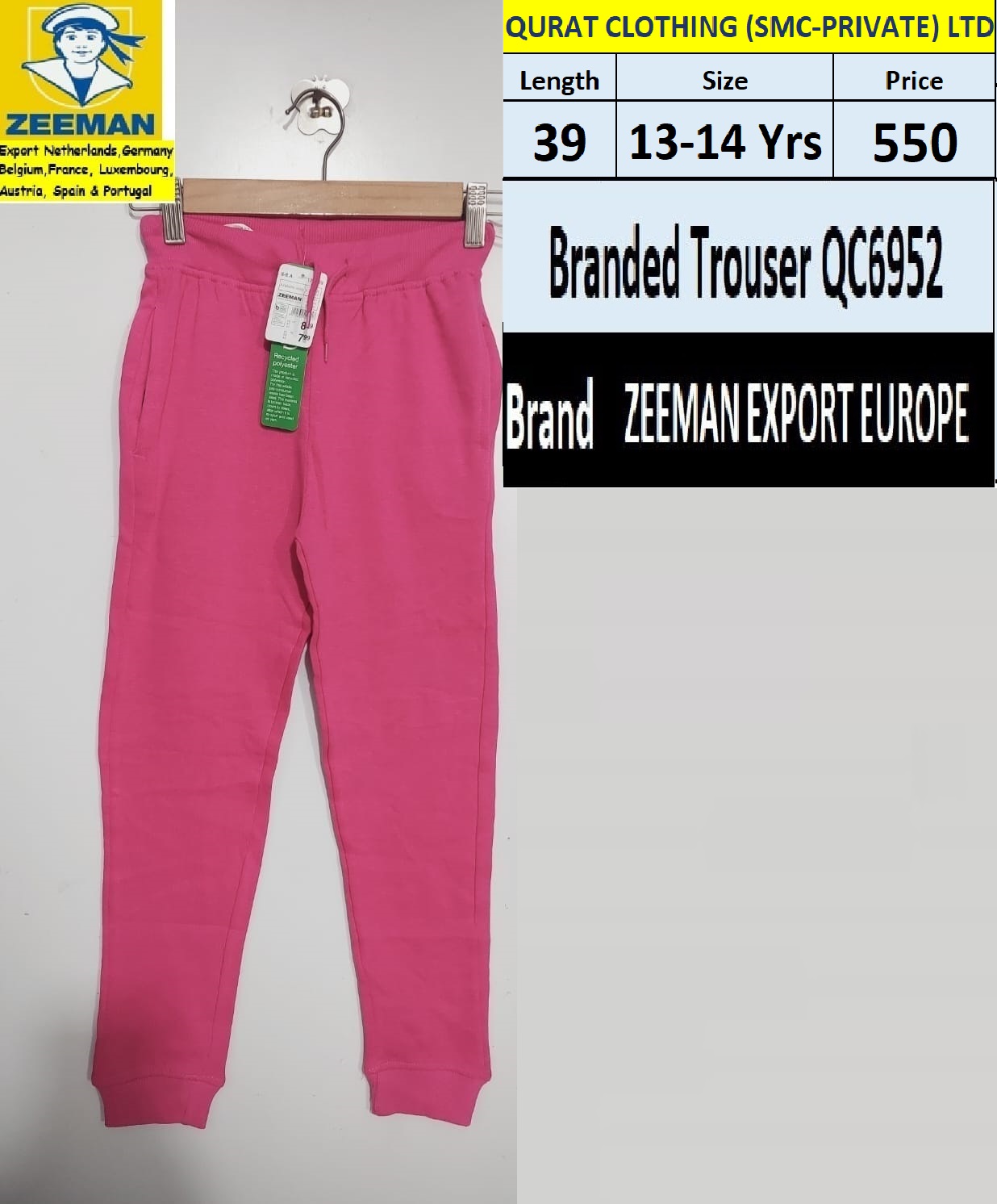 Branded Trouser QC6952 Brand Zeeman Export Europe