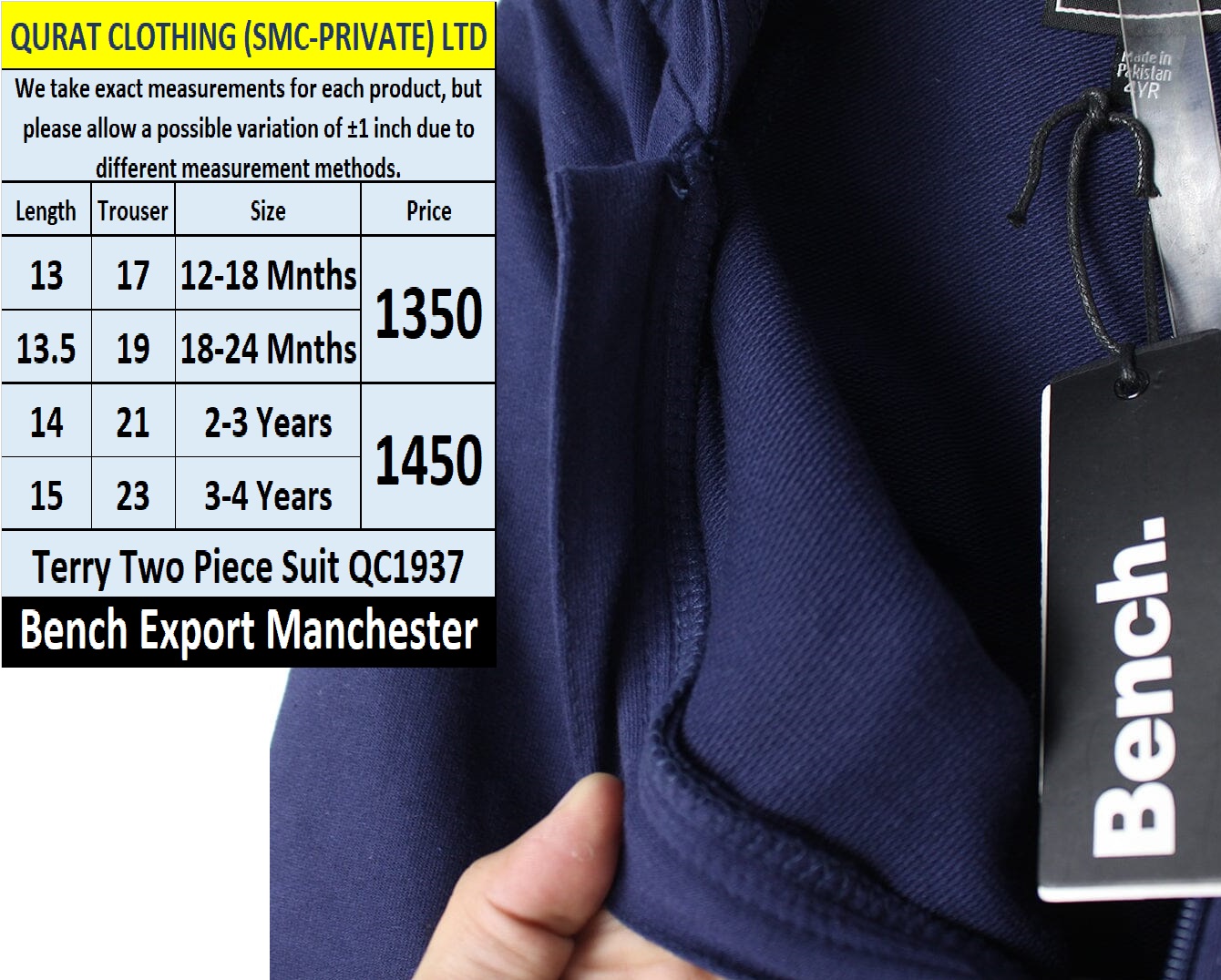 Bench Brand Terry Tracksuit QC1937 Export Manchester UK - QC1937