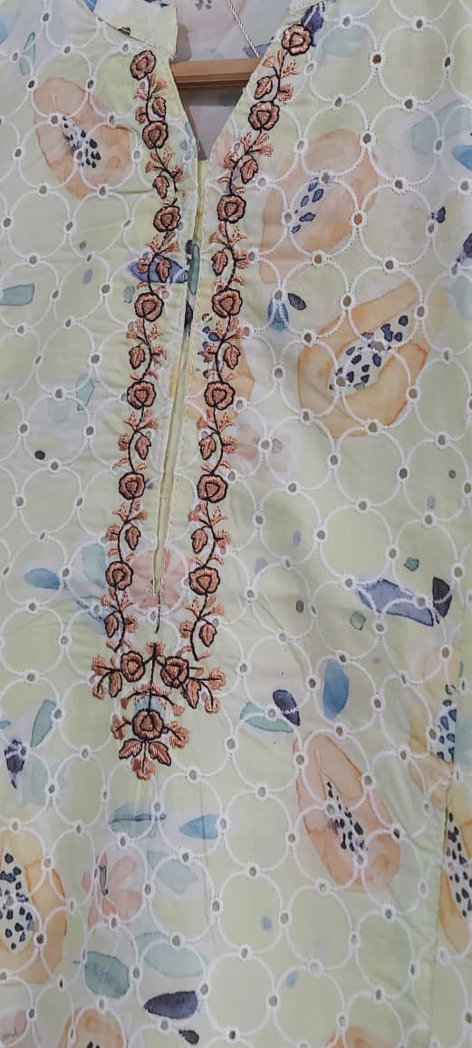 Cream Pastel Floral Embroidered Lawn Cotton Girls 2 Piece Suit – Elegant Kids Summer Wear QC10123 - QC10123