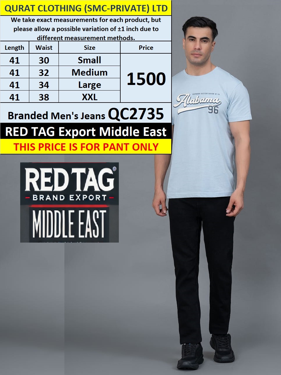 Red Tag Brand Men's Jeans QC2735  Export Middle East  - QC2735