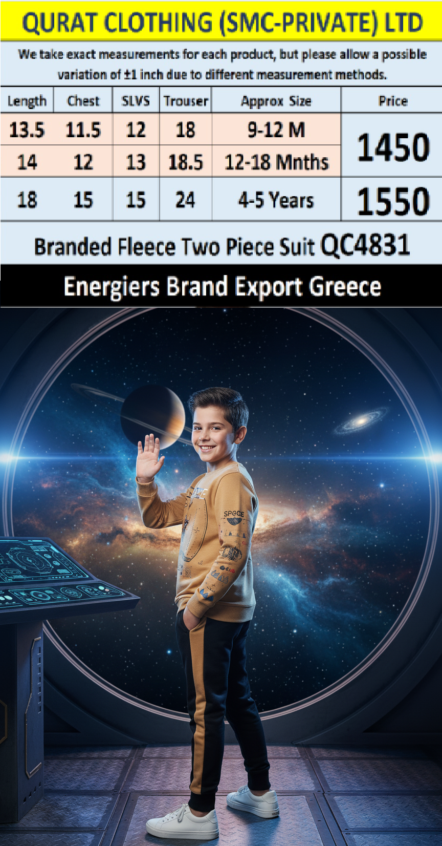 Energiers Brand Fleece Two Piece Suits QC4831 - Export Greece - QC4831