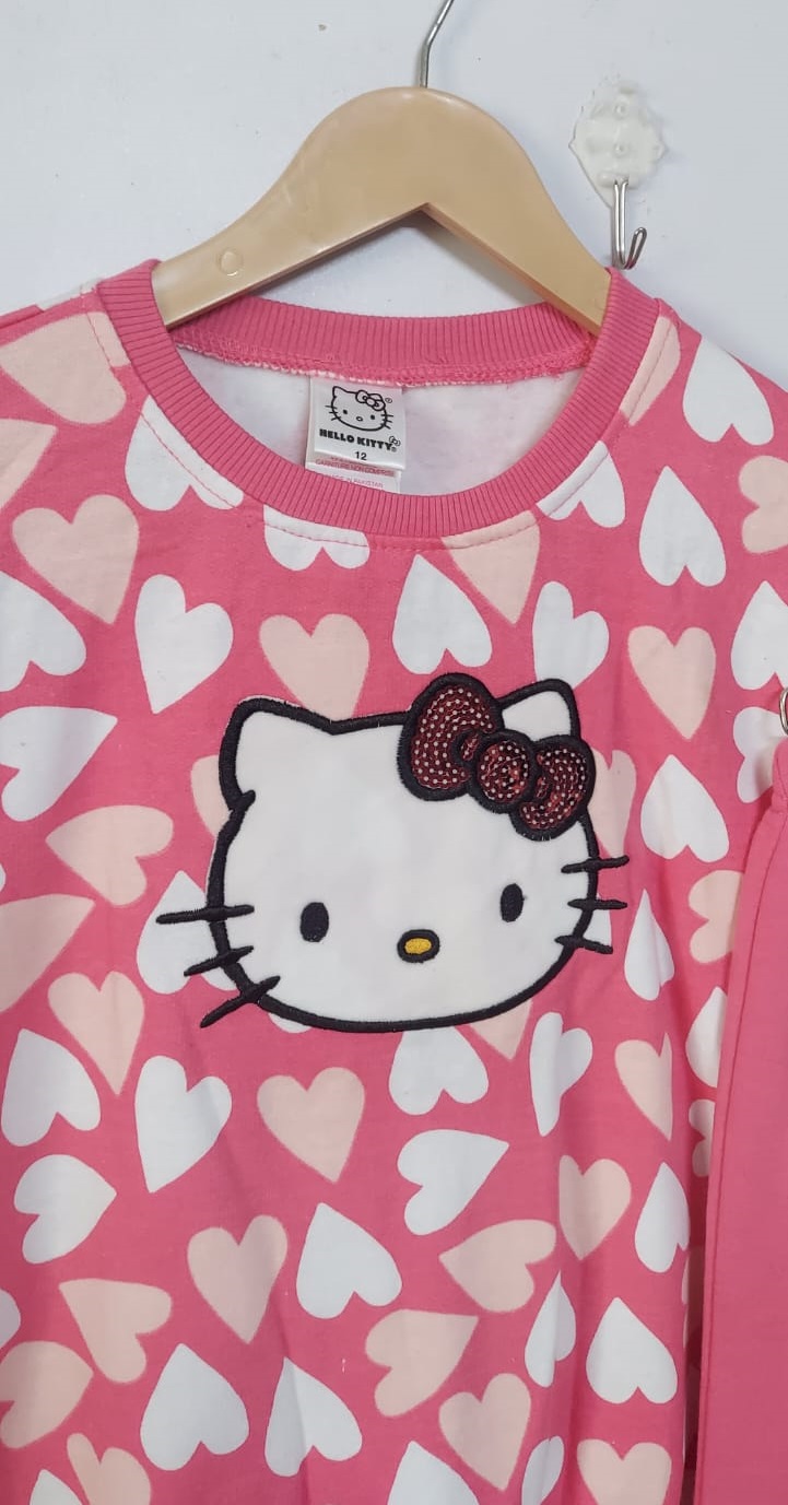 Girls Pink Heart Print Hello Kitty Fleece Winter Tracksuit – Hello Kitty Export Tokyo Japan QC11365 - QC11365