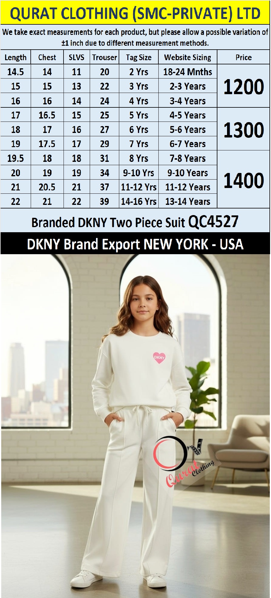 DKNY Brand Girls Tracksuit Export New York - USA QC4527 - QC4527