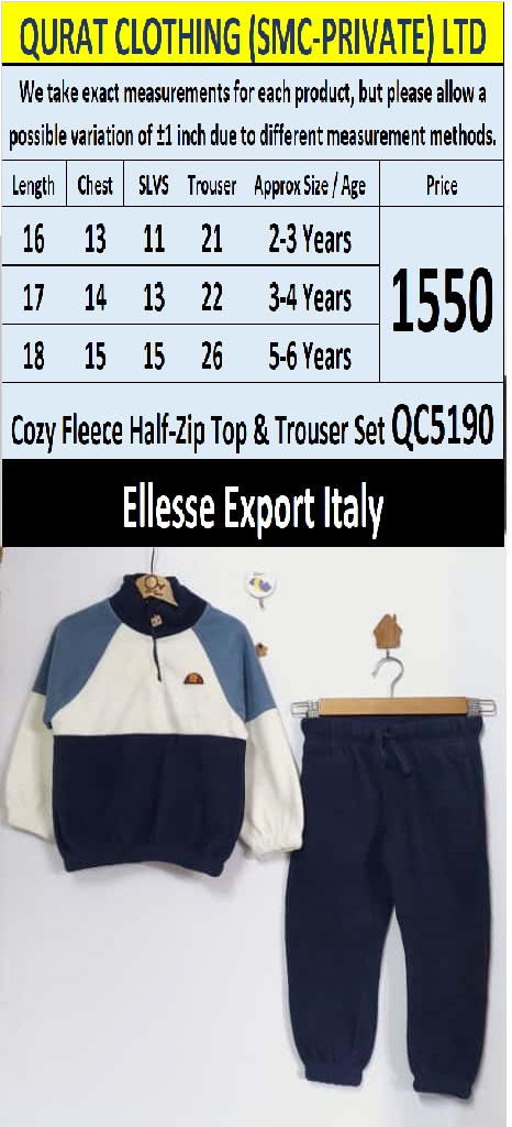 Ellesse Brand Cozy Fleece Half-Zip Top & Trouser Set QC5190 – Export Italy - QC5190