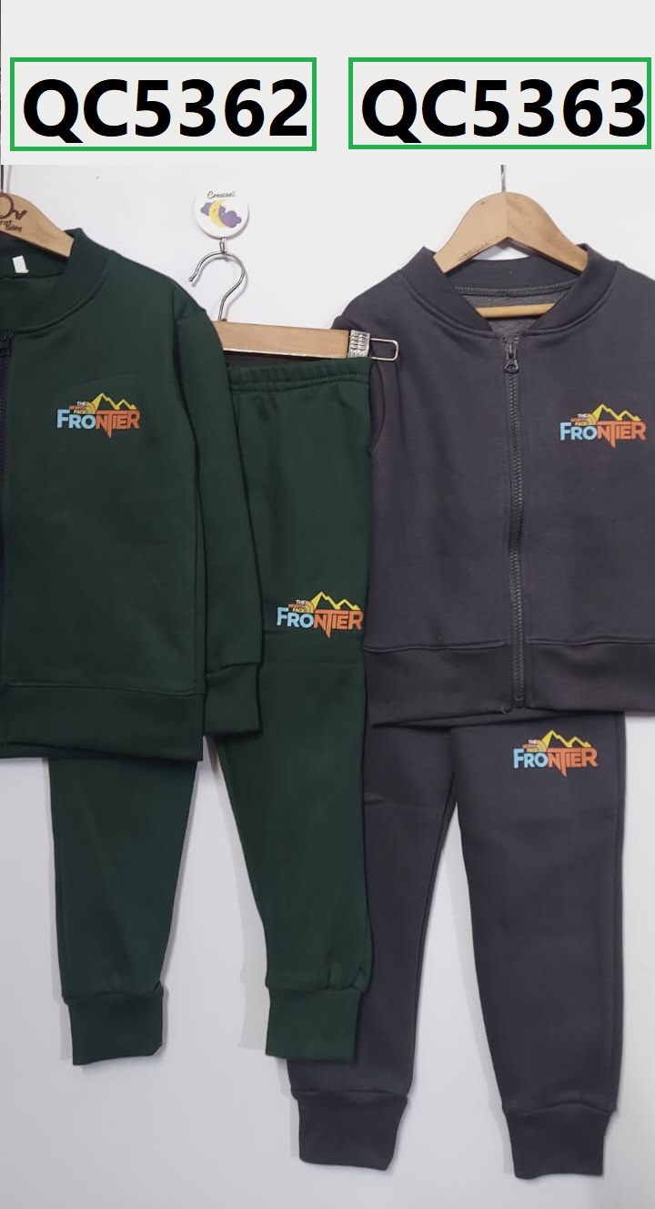Charcoal Grey Fleece Zipper Two Piece Frontier Tracksuit Sweatshirt & Trouser QC5363 - QC5363