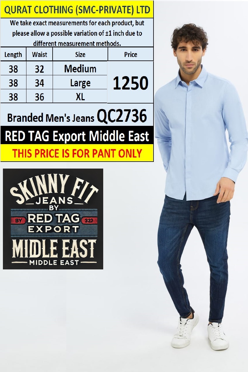 Red Tag Brand Skinny Fit Men's Jeans QC2736 Export Middle East  - QC2736