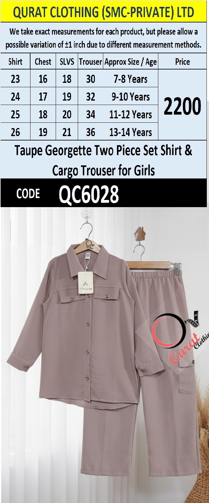 Taupe Georgette Two Piece Set Shirt & Cargo Trouser – QC6028 - QC6028
