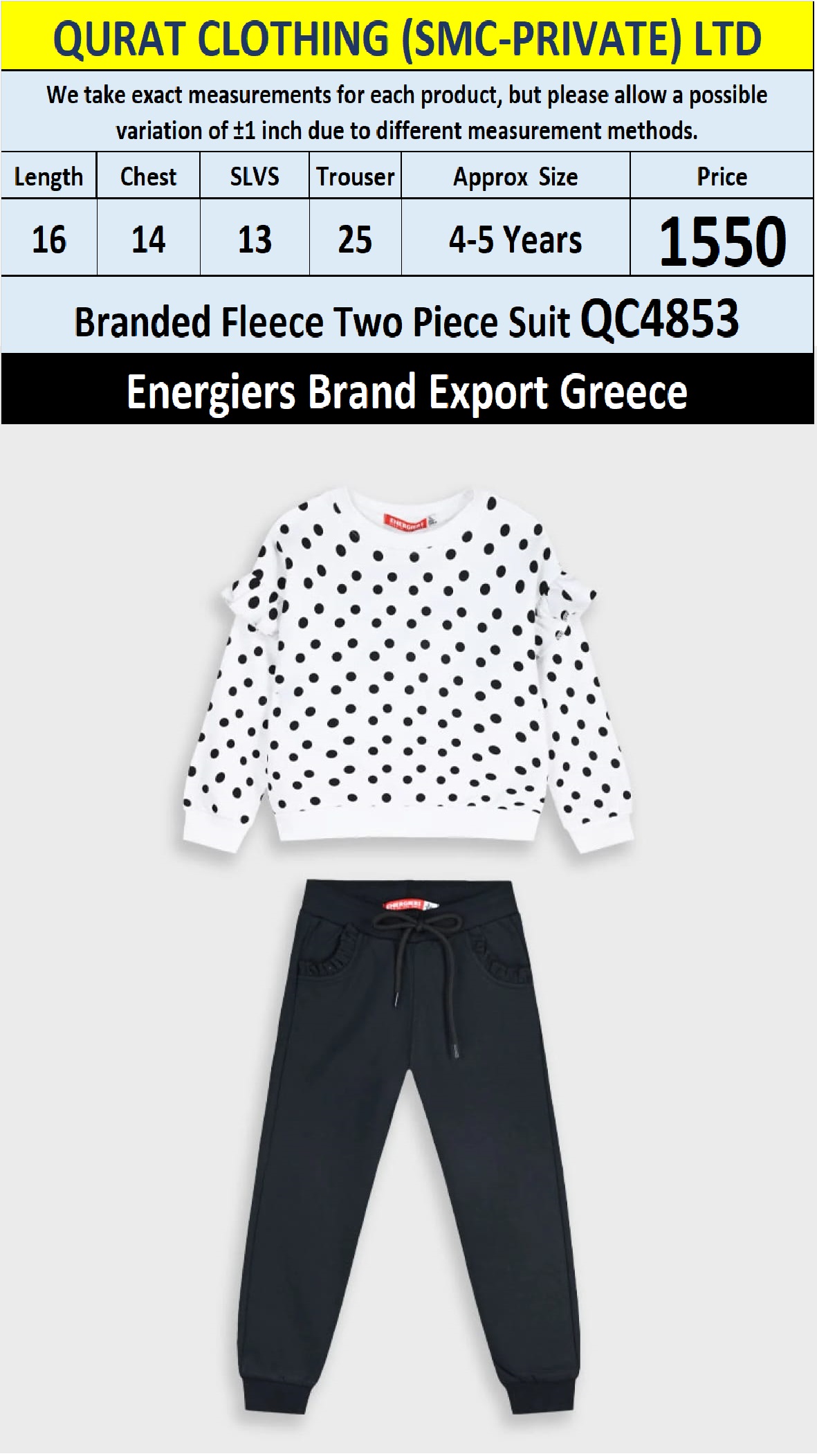 Energiers Brand Fleece Two Piece Suits QC4853 - Export Greece - QC4853
