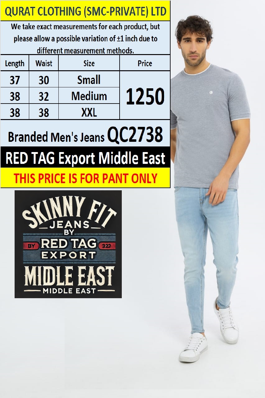 Red Tag Brand Skinny Fit Men's Jeans QC2738 Export Middle East  - QC2738