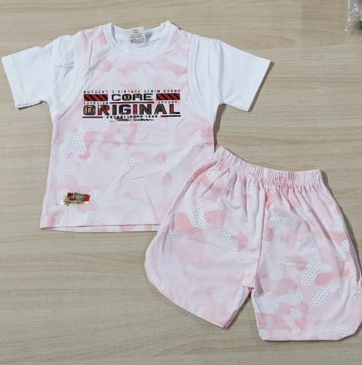 Boys Pink Camouflage “Core Original” Graphic T-Shirt & Shorts Summer Set QC10292 - QC10292