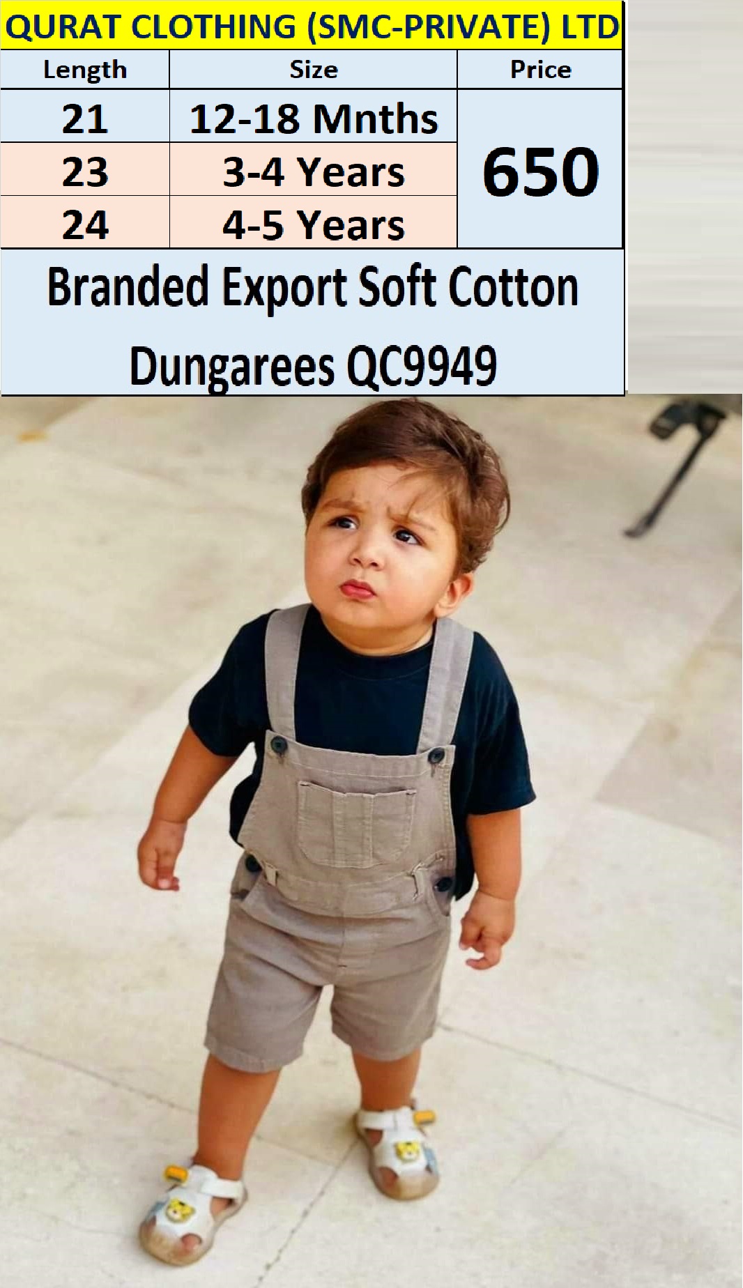 Buy Unisex Branded Export Soft Cotton Dungaree / Romper QC9949 | QC