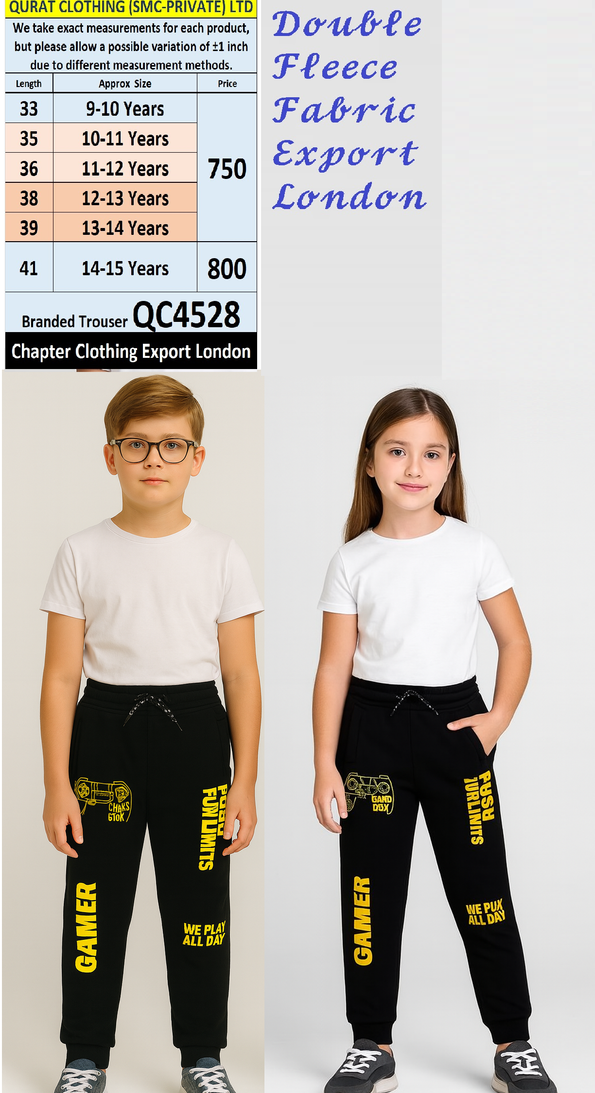 Buy Chapter Clothing Brand Fleece Trouser QC4528 Export London | QC ...