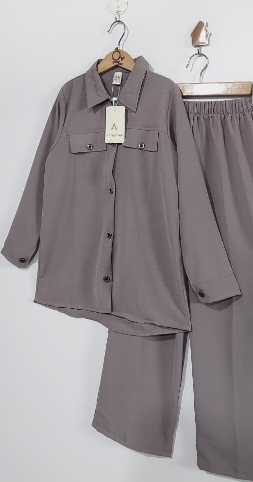Georgette Two Piece Set Button-Front Shirt & Cargo Trouser for Girls – QC6029 - QC6029