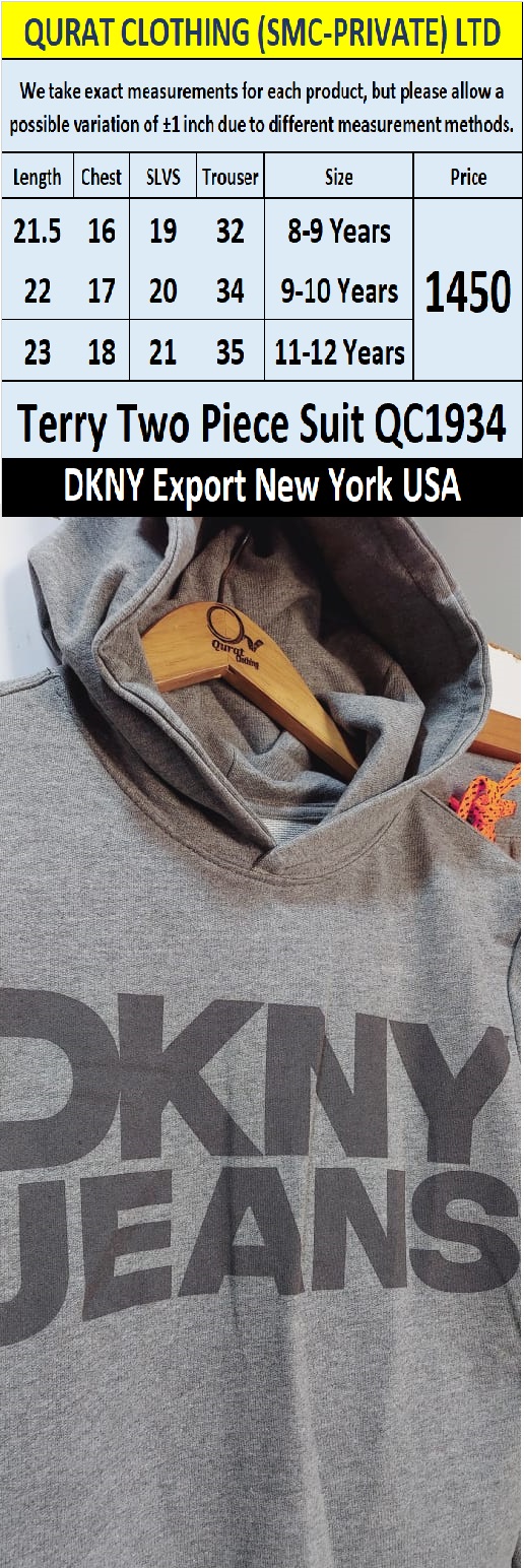 DKNY Brand Terry Track Suit QC1934 Export USA - QC1934